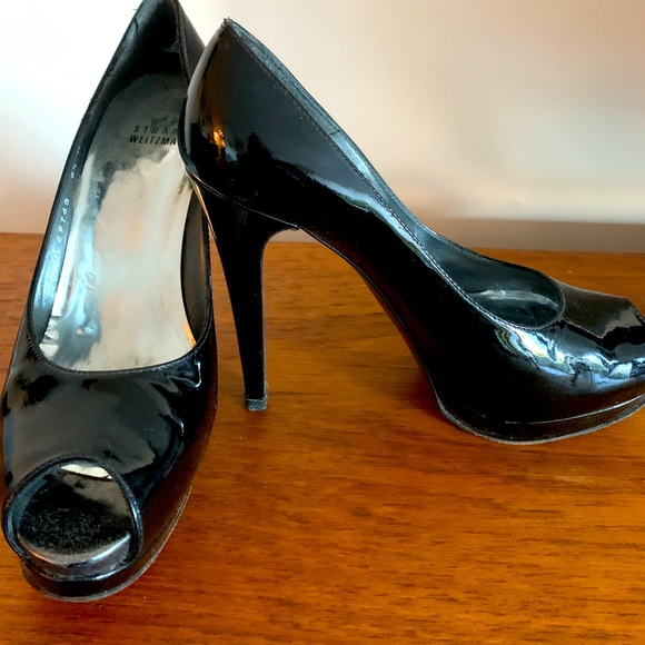 Stuart Weitzman Black Patent platform heels - Picture 2 of 3